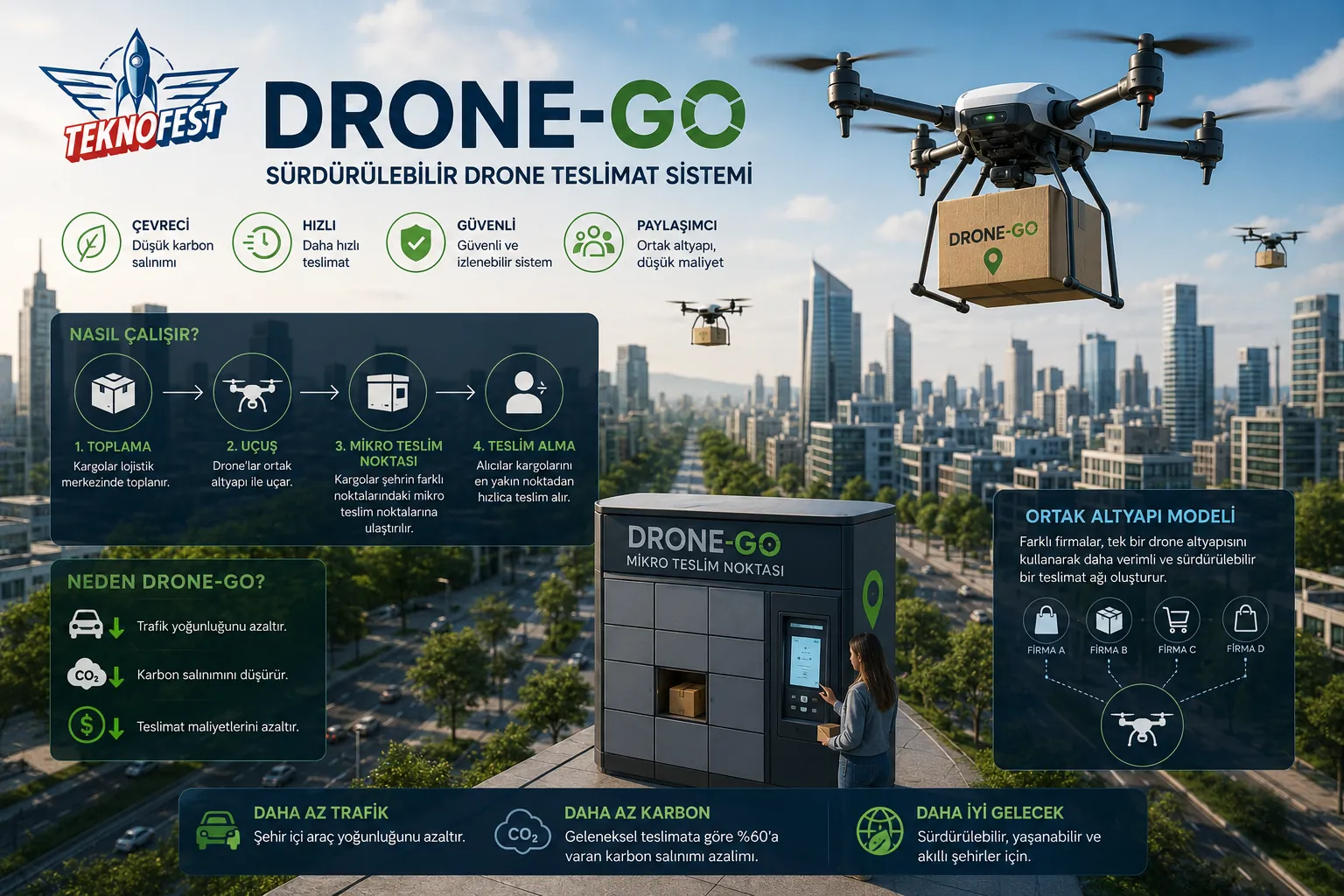 DroneGo sürdürülebilir drone teslimat sistemi